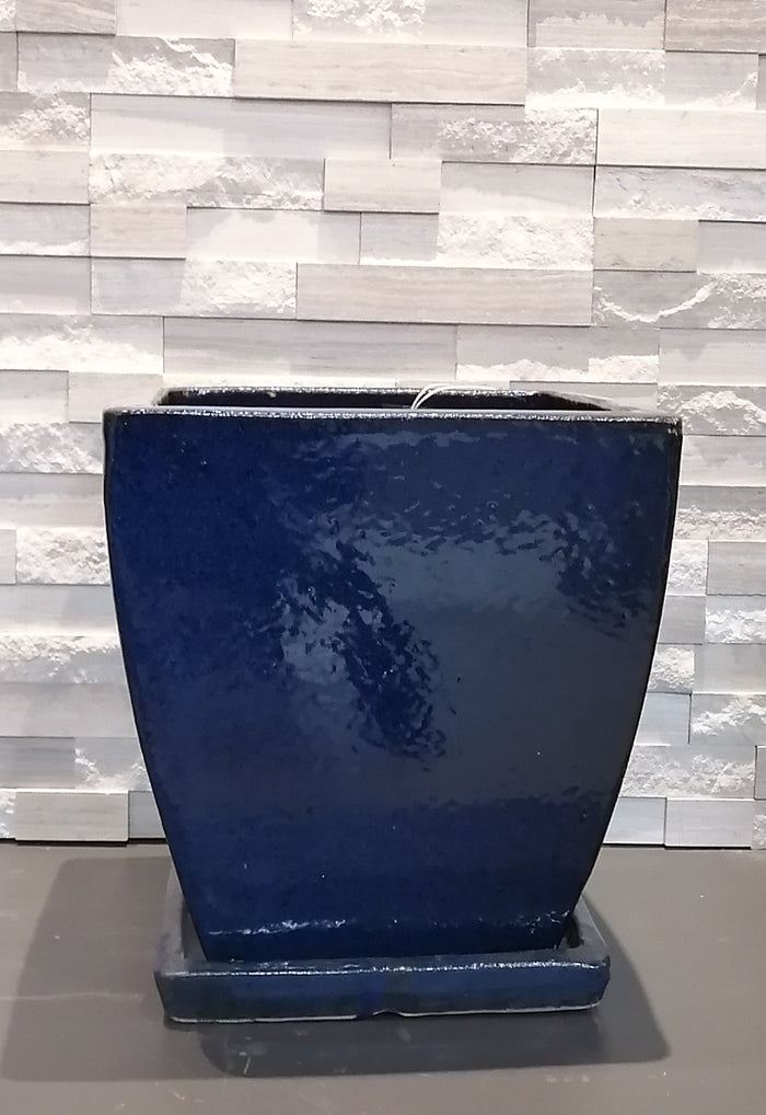 Pot glacé bleu 13.2 X 12.2