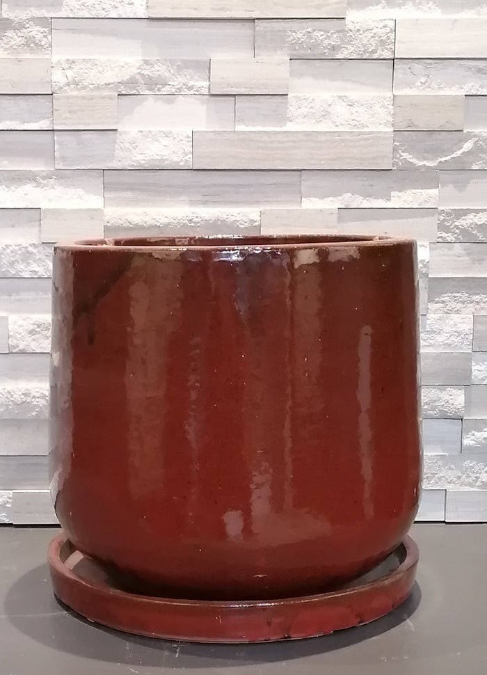 Pot rouge glacé 12.6 X 13.4
