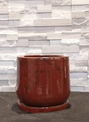 Pot rouge glacé 9.1 X 9.8