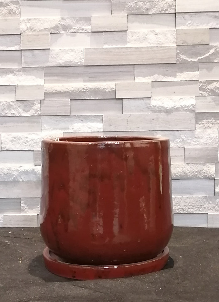 Pot rouge glacé 9.1 X 9.8