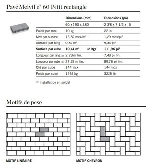 Pavé Melville 60 Petit rectangle
